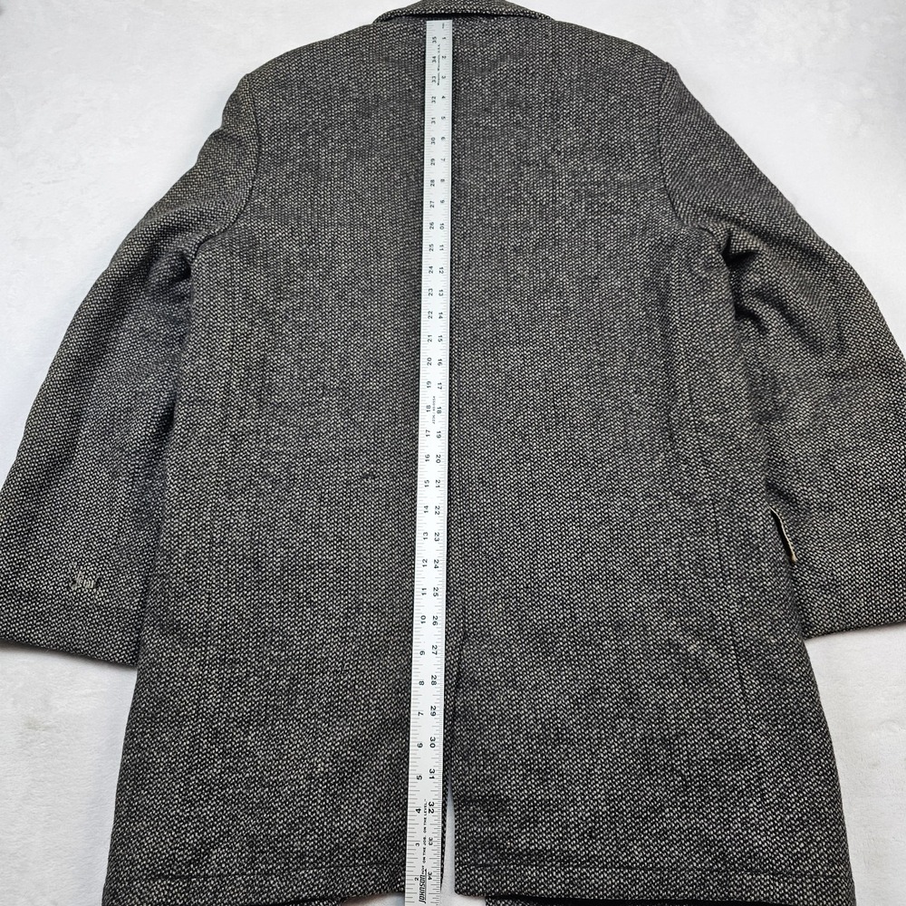 Vtg 80's Lakeland Sportswear Coat Mens 36 Tweed Wool Car Coat Liner Black Gray - Picture 16 of 16